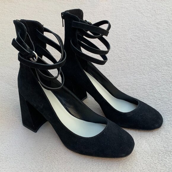 1.State Makal Genuine Suede Strappy Flared Heels Sz8 - Picture 4 of 16